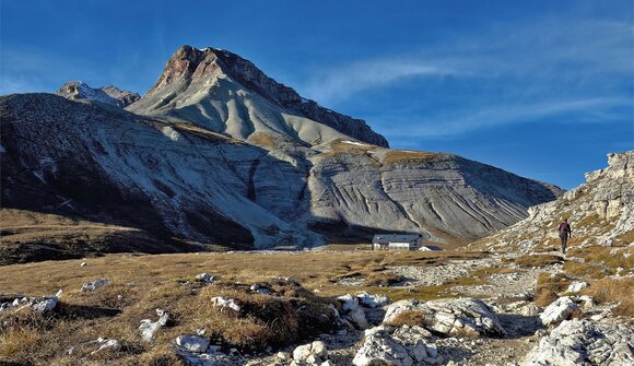 Hike in the lunar landscape Puez