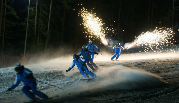 Fire & ice skishow in Antermoia